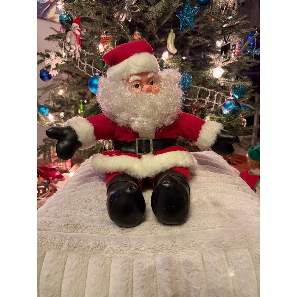 Vintage Rennoc plush Santa Claus with rubber face